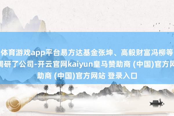 体育游戏app平台易方达基金张坤、高毅财富冯柳等东谈主近期调研了公司-开云官网kaiyun皇马赞助商 (中国)官方网站 登录入口